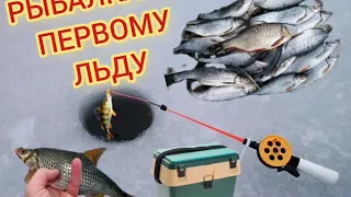 первый лёд 22-23 рыбалка на мормышку ловля плотвы и окуня.#безмотылка #мормышка#плотва #первыйлед