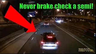 Semi Trucks and Cars Brake Checked - RAGE or INSURANCE SCAM attempt?  |  Fail Compilation 2019   #12