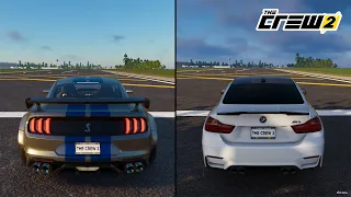 The Crew 2 | Ford Mustang Shelby GT500 2020 vs. BMW M4 2014 Performance and Sound Comparison