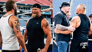 Brock Lesnar Meet Up With Undertaker & Edge at WWE Summerslam Backstage 2022