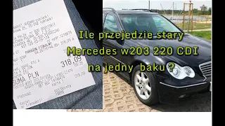 Ile przejedzie Mercedes W203 220CDI na jednym baku? Jakie średnie spalanie ? Jaki koszt 1 km ?