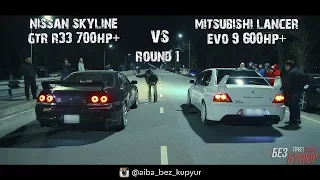 Без Купюр №50 GTR R33 Godzilla 700hp vs EVO9 700hp & MB W210 55 AMG vs Toyota Crown