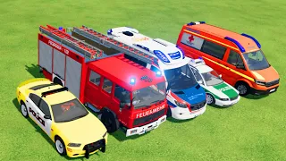 POLICE CAR, AMBULANCE, FIRE TRUCK, COLORFUL CARS FOR TRANSPORTING! -FARMING SIMULATOR 22