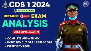 CDS 1 2024 Exam Analysis | CDS 2024 LIVE Paper Discussion I Expected Cut-Off | CDS 1 2024 Answer Key