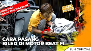 Pemasangan BiLED ISUN P6070 Double Reflektor di Motor Beat Fi (mantep bangett hasilnya)