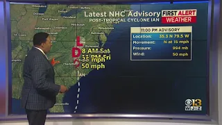 First Alert Meteorologist Tim Williams tracks Post-Tropical Cyclone Ian