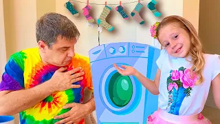 Nastya pretends to be a good daughter for dad. Stories for kids