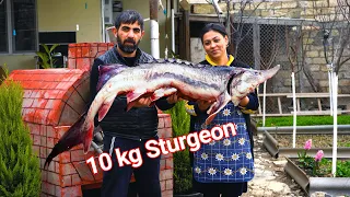 Cooking 10 kg Sturgeon For $200 In A Brick Oven | Village Life