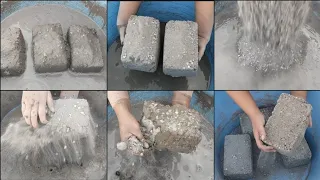 ASMR: bombastic vid/relaxing sound/dusty soft creamy white concrete sand bricks crumble dry+💦