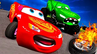 Lightning McQueen vs Zombie McQueen Pixar cars Zombie apocalypse in  BeamNG.drive