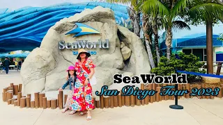 SeaWorld San Diego Tour June  2023/ Part 1 walkthrough Animal Exhibits Rides and shows