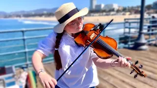 Teen Violinist performs Titanium / Viva La Vida on Santa Monica Pier
