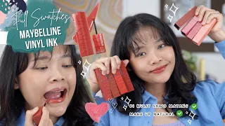 MAYBELLINE VINYL INK FULL SWATCHES 8SHADES & REVIEW DI KULIT SAWO MATANG MAKEUP NATURAL | RIRIEPRAMS