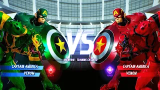 Green Cap & Green Venom vs Red Captain America & Red Venom  (Hardest) Marvel vs Capcom Infinite