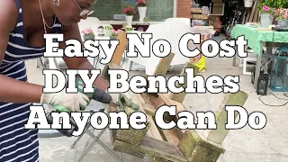 2 EASY NO COSTS DIY PALLET BENCHES ANYONE CAN DO!!| Low Budget Outdoor Decor | DIY Outdoor Furniture