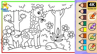 How to Learn Colors with Cute Animal, Giraffe | Magic Colors