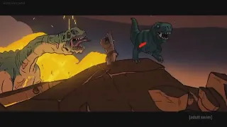 Genndy Tartakovsky's Primal | Spear and Fang vs. The Mad Sauropod in the Volcano of Hell | Kargegie