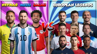 Neymar Messi Salah 🆚 European Legends (Ronaldo Mbappe Benzema Haaland Lewandowski)💪⚽🔥