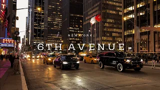 Manhattan New York 6th Avenue evening walking tour 4k