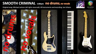 NO DRUMS +clap "Smooth Criminal" instrumental cover - drumless, without drums, drum training