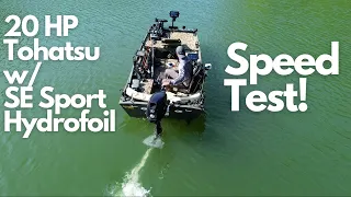 Does a Hydrofoil & Jack Plate HELP? 20HP Tohatsu (Mercury) TOP SPEED TEST on 1448 Jon Boat