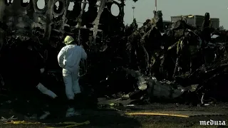 Сгоревший суперджет в Шереметьево после авиакатастрофы