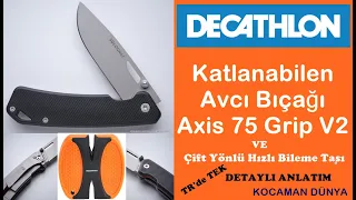 SOLOGNAC Katlanabilen Avcı Bıçağı - Siyah - Axis 75 Grip V2 #decathlon #kamp #outdoors #buschraft