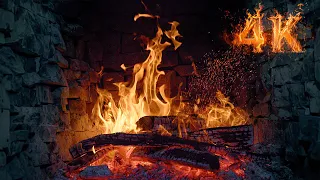 🔥 Burning Fireplace Crackling 🔥 4K ULTRA HD Relaxing Fireplace & Crackling Fire Sounds 3 Hours