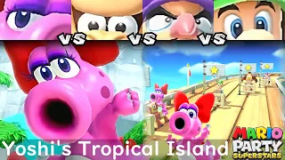 Mario Party Superstars Birdo vs Donkey Kong vs Waluigi vs Luigi in Yoshi's Tropical Island