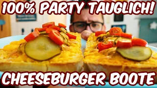 REZEPT: CHEESEBURGER BOOTE - 100% PARTY REZEPT - SNACK IDEE - schnell & einfach!