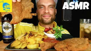 ASMR eating German schnitzels w/ fried potatoes 🇩🇪 (German ASMR, English subtitles) - GFASMR