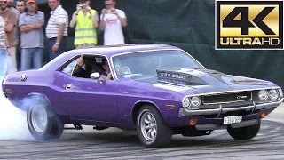 DODGE CHALLENGER sound,Burnout & Drifting donuts - Best V8 HEMI SOUND!  [4K VIDEO]