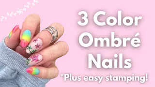 HOW TO: 3 COLOR OMBRE WITH DIP POWDER AND EASY STAMPING FOR BEGINNERS