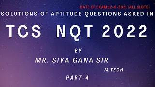 SOLUTIONS OF APTITUDE QUESTIONS ASKED IN TCS NQT 12TH SEP  2021 SLOT 1 PART 4