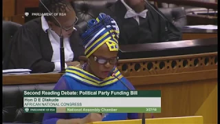 Debate on the Political Party Funding Bill by the Deputy Chief Whip of ANC, Cde Dorries Dlakude