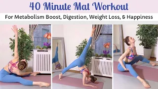 40 MIN FULL BODY MAT WORKOUT | For Metabolism Boost, Digestion, Weight Loss, & Happiness!