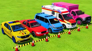 DACIA, FORD, VOLKSWAGEN POLICE VEHICLES & MERCEDES AMBULANCE EMERGENCY TRANSPORTING ! FS22