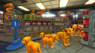 7 Cubs, 1 Lioness, 0 Rules: GTA V Lion King Nala And Simba and Cubs (No Godmode) 🦁