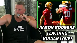 Pat McAfee Reacts To Video Of Aaron Rodgers Teaching Jordan Love At Training Camp