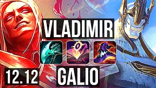 VLADIMIR vs GALIO (MID) | 8/0/11, 600+ games, Legendary | KR Master | 12.12