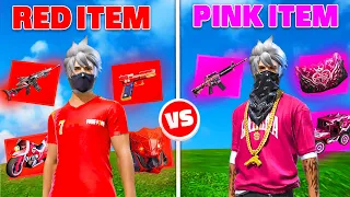 RED vs PINK Color Free Fire Item Challenge !