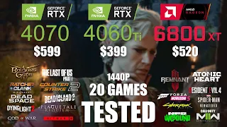 RTX 4070 12GB vs RTX 4060Ti 8GB vs RX 6800XT 16GB | R9 - 7950X3D | 1440p - 20 Games Tested