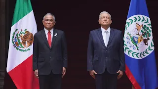 Ceremonia de bienvenida al primer ministro de Belice, Juan Antonio Briceño