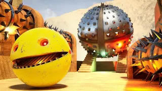 Robot Pacman VS Lava Monster & Spiky Monster in Ancient Egypt Maze. Part 6 (Giant Metal Ball)