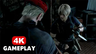 RESIDENT EVIL 4 REMAKE - Leon vs Krauser Knife Fight [4K]