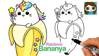 How to Draw a Cute Unicorn Cat in a Banana 🌈🍌Rainbow Bananya