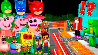 Scary PJ MASKS Peppa Pig , SONIC SPONGEBOB EXE vs Security House in Minecraft Maizen JJ and Mikey
