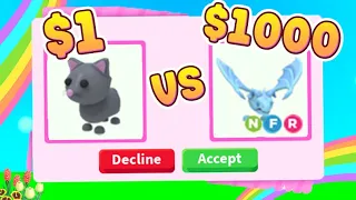 $1 VS $1000 DOLLAR PET TRADING in Roblox Adopt Me!