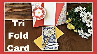 STAMPIN`UP! TECHNIKKARTE TRI-FOLD-CARD MIT DEM  GÄNSEBLÜMCHENGRUß ANLEITUNG TUTORIAL