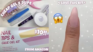TRYING $10 AMAZON GEL X DUPE KIT | SOLID GLUE GEL | DAILY CHARME HOLOGRAPHIC TWINKLE GEL POLISHES